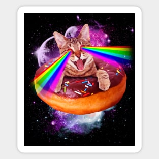 Space Cat Donut Shooting Rainbow Sticker